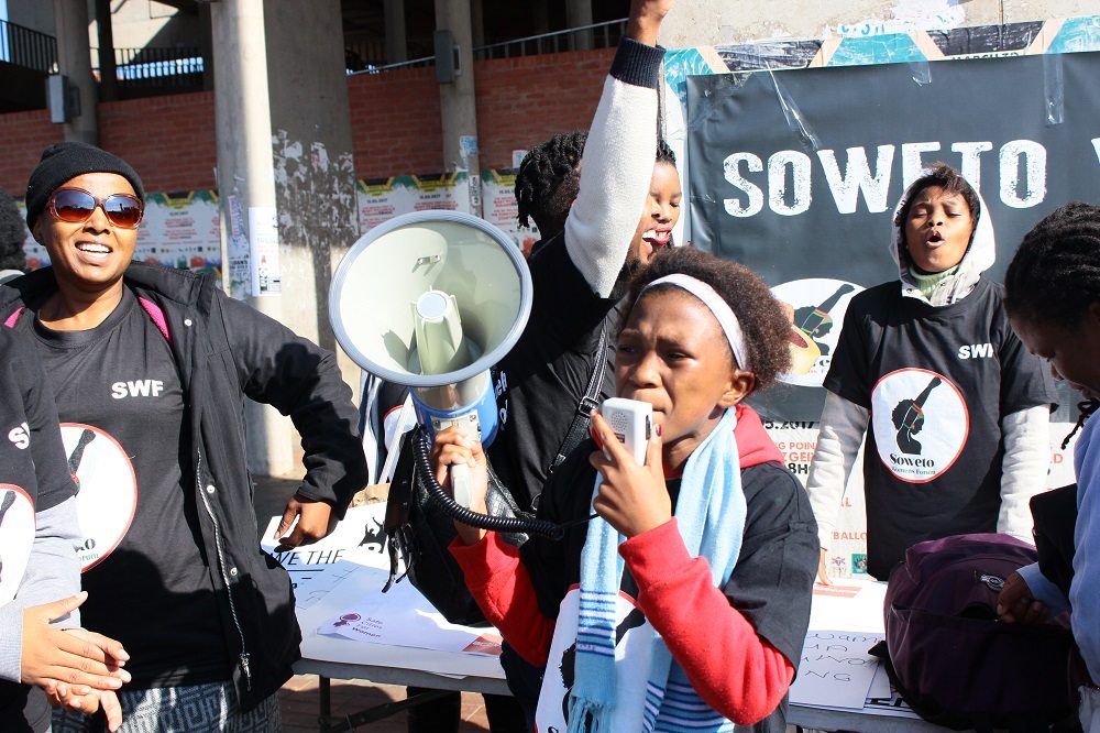 Women's rights activist Thakgalo Somo at the #SafeTaxisNow campaign in Soweto, South Africa