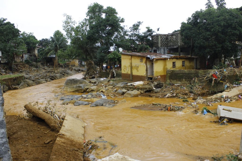 Remnants of a home destroyed by mudslides in Sierra Leone.