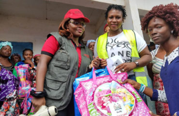 Women affected by the flooding and landslides in Freetown, Sierra Leone, receive dignity kits distributed by ActionAid.
