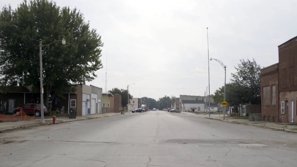 An empty street in rural Iowa.