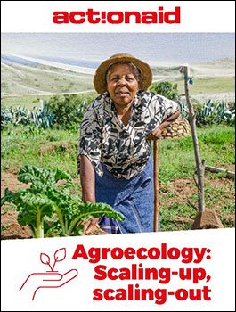 A photo of a woman farmer. Below it is title text: Agroecology: Scaling-up, scaling-out