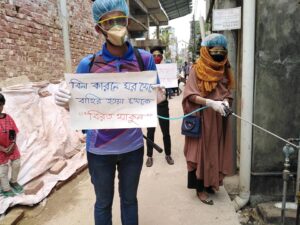 Youth activists in Bangladesh sanitize public spaces while communicating best practices for health and hygiene in the midst of coronavirus