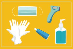 Graphic of a hygiene kit to help stop the spread of coronavirus