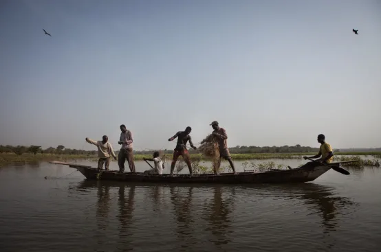 A fishing team at work on Lake Nangbéto, Togo. Photo: Ruth McDowall/Shoot the Earth/ActionAid