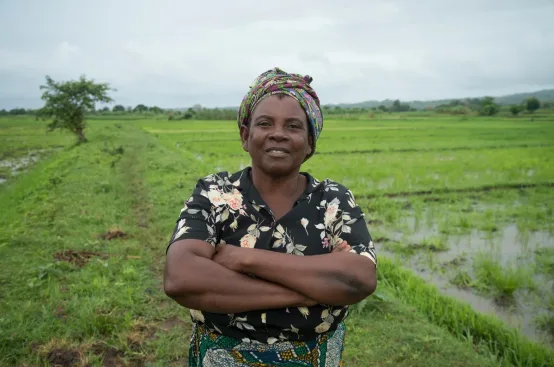 Witness near her rice fields which are part of the GAFSP-funded Hara Irrigation Project in Malawi. Photo: Eva-Lotta Jansson/ActionAid