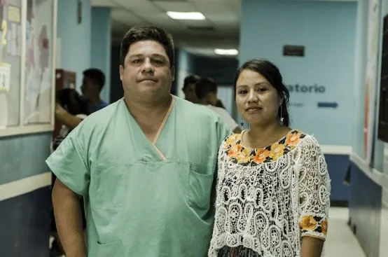 Dr. Gandhi Ernesto Caballeros and his assistant Elsa Herlinda Seb. Photo: ActionAid