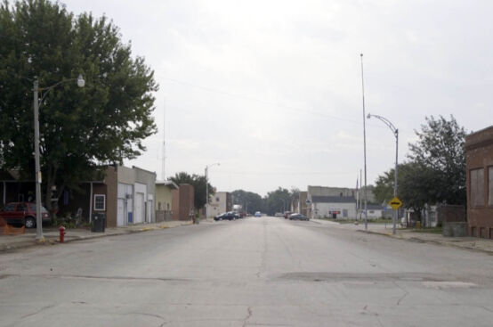 An empty street in rural Iowa.